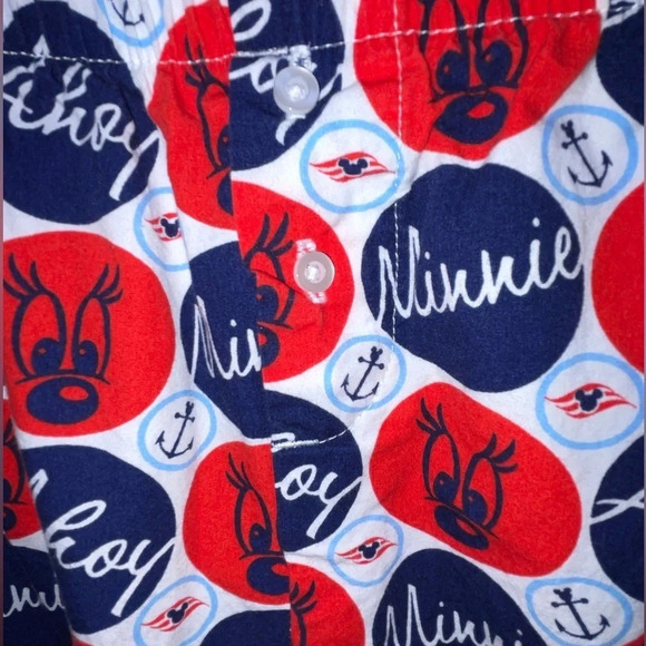 Disney Cruise Line Red White Blue Minnie Mouse Pajama Lounge Pants US Size Small - Picture 6 of 7